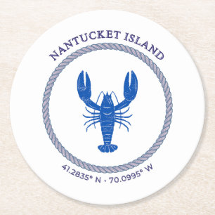 Moder Navy Blue Border Wedding Save the Date Round Paper Coaster