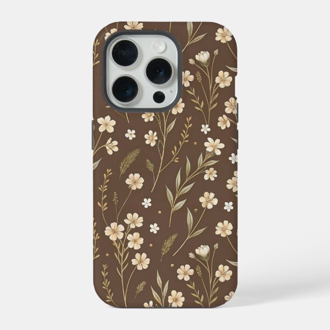 Moder Pattern Wilflowers Brown Background iPhone Case (Back)