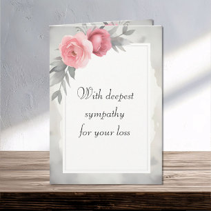 Moder Piink Roses Minimalist Deepest Sympathy Card