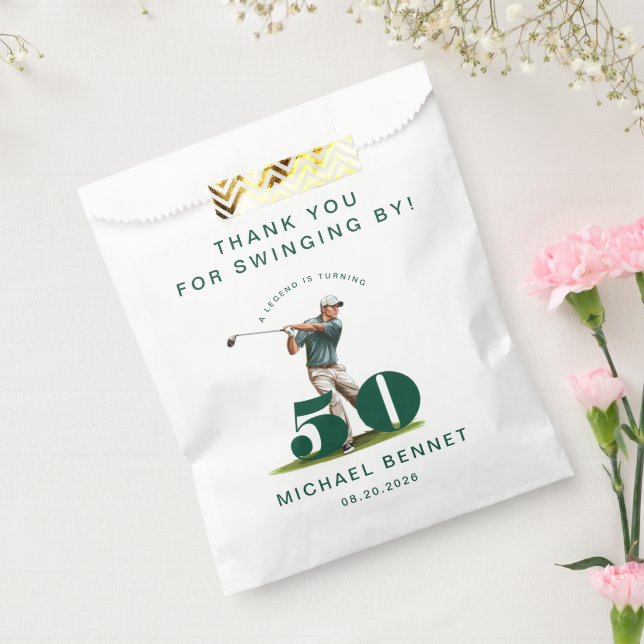Moder Sport Golfer 50th Birthday Thank You Favour Bag (Sealed)