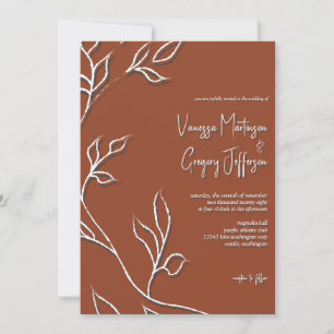 Modera Terracotta Line Art Leaves & Shadows Invita Invitation