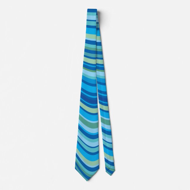 Moderate Blue Classic Rounded Stripes Tie (Front)