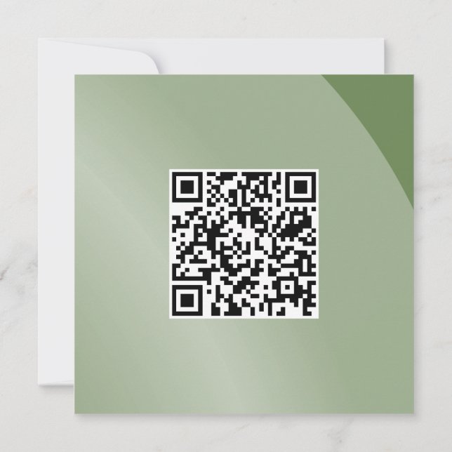 Moderate Green Monochrome Modern Shaded Qr Code Card (Back)