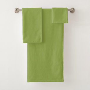 Moderate Lime Green Solid Colour Bath Towel Set