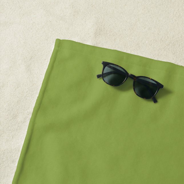Moderate Lime Green Solid Colour Beach Towel (In Situ)