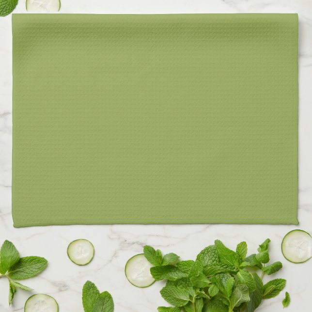 Moderate Lime Green Solid Colour Tea Towel (Folded)