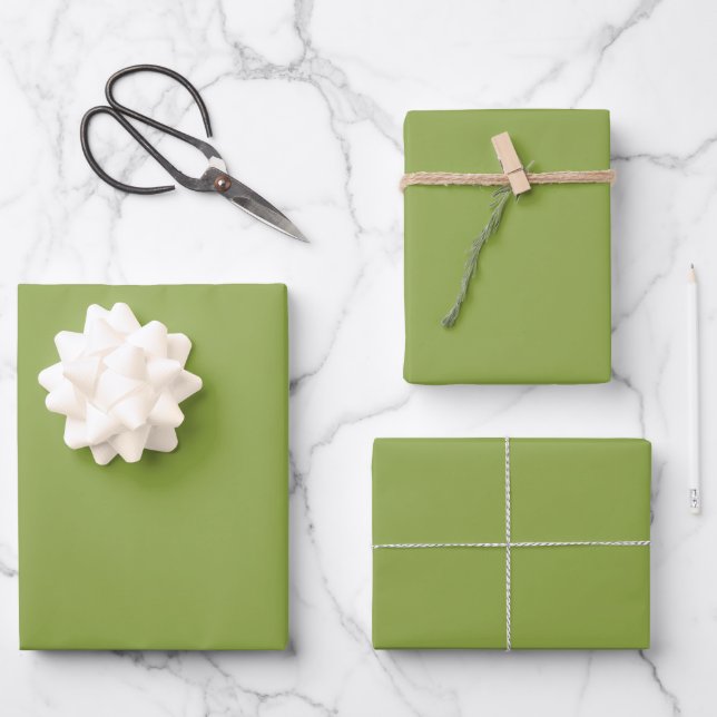 Moderate Lime Green Solid Colour Wrapping Paper Sheet (Front)