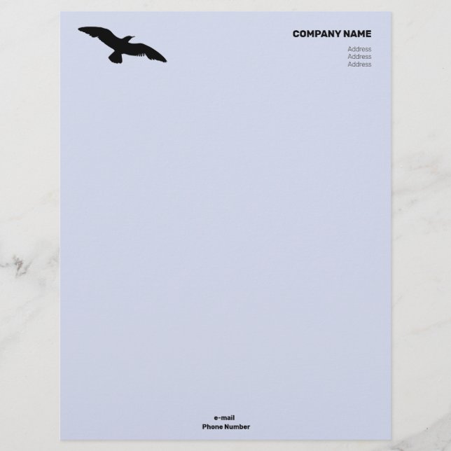 Moderate Monochrome Flat Flying Bird Custom Letterhead (Front)
