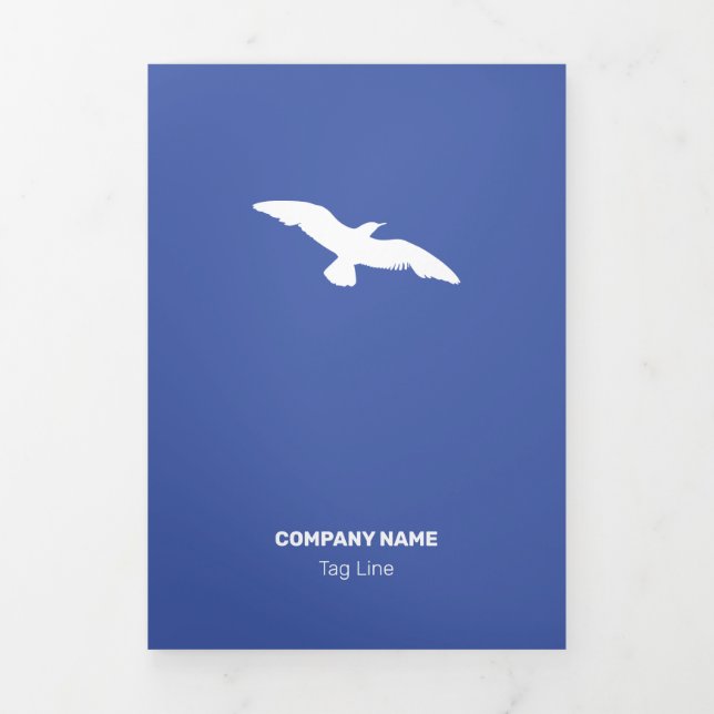 Moderate Monochrome Flat Flying Bird Tri-Fold Card (Cover)