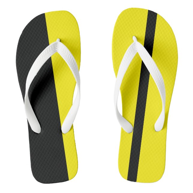 Moderate Yellow Stylised Vertical Bands Flip Thongs (Footbed)
