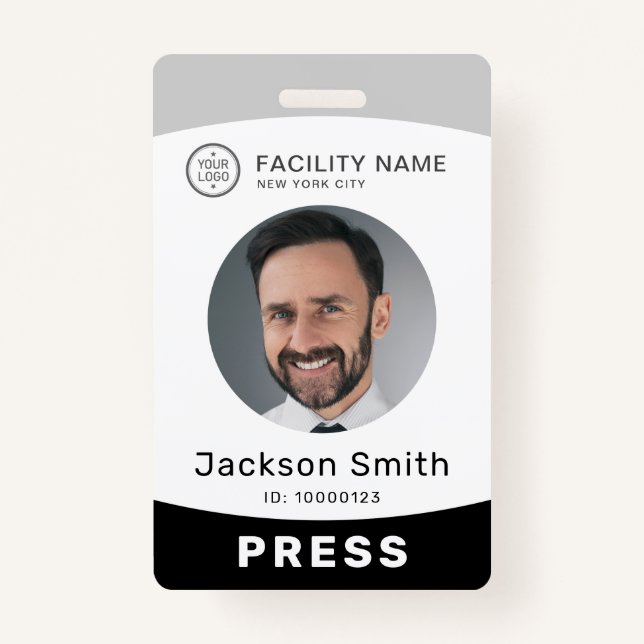 Moderm custom photo and name employee badge ID badge (Front)