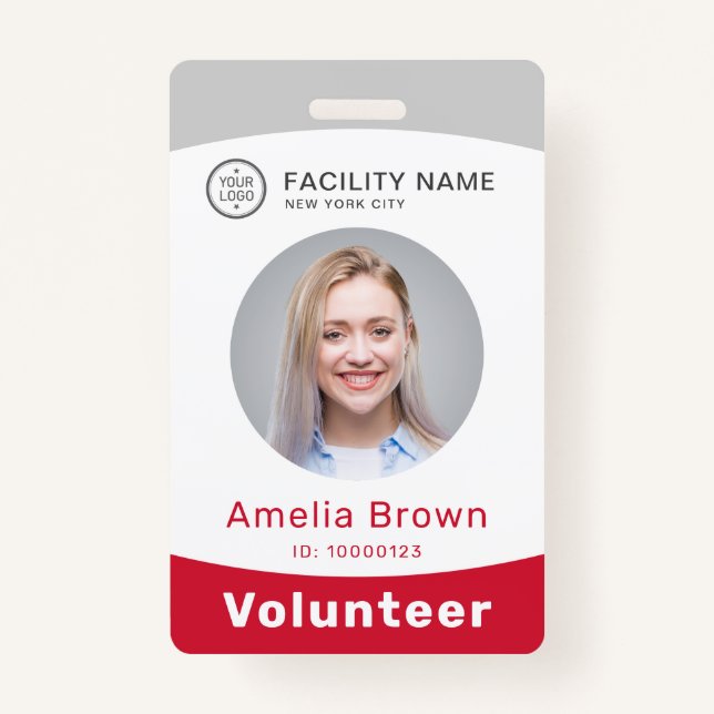 Moderm custom photo and name employee badge ID badge (Front)