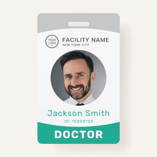 Moderm custom photo and name employee badge ID badge (Front)