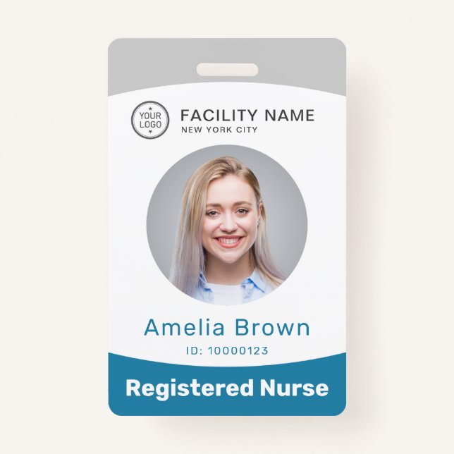 Moderm custom photo and name employee badge ID badge (Front)