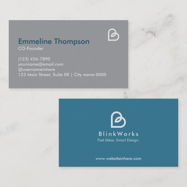 Moderm StartUp Creative Entrepreuners Clean Simple Business Card (Front/Back)