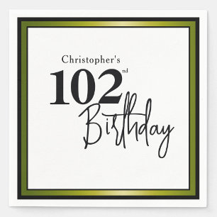 Modern 102nd Birthday Napkins Elegant Black Gold