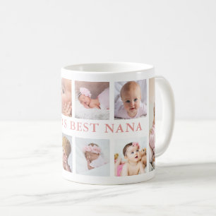 Modern 10 Photo Collage Pink World's Best Nana   Coffee Mug