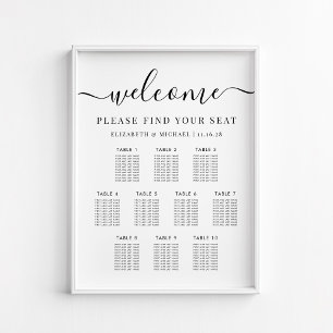 Modern 10 Table Wedding Seating Chart