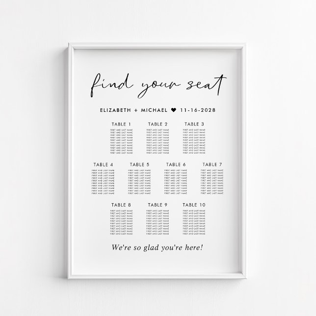 Modern 10 Table Wedding Seating Chart (Creator Uploaded)