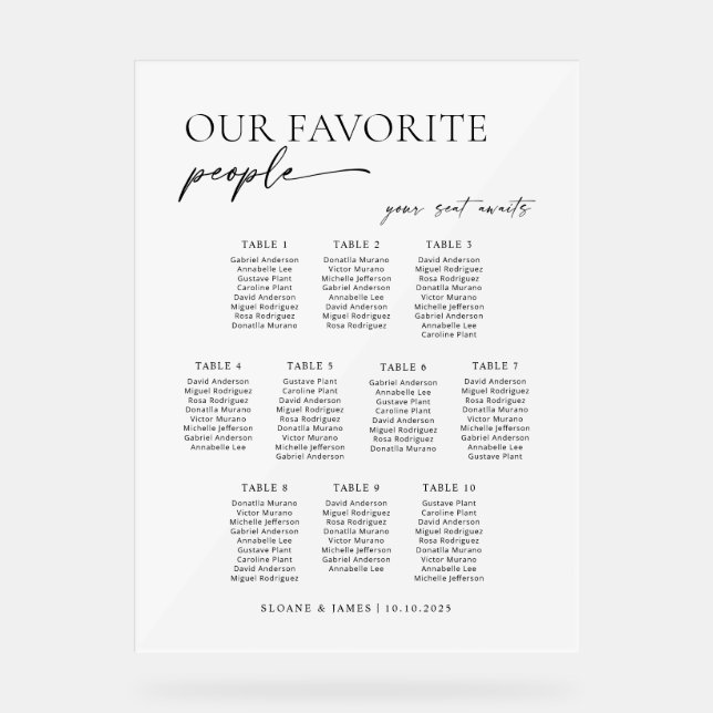 Modern 10 Tables Welcome Seating Chart (Front)