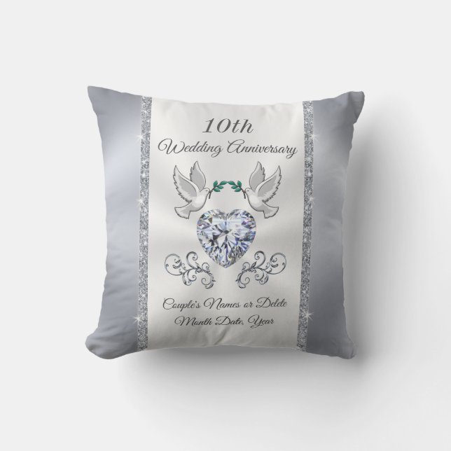 Modern 10 year Anniversary Gift Ideas for Couple Cushion (Front)