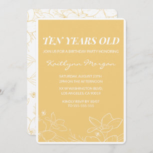 Modern 10th birthday invitations Floral Yellow