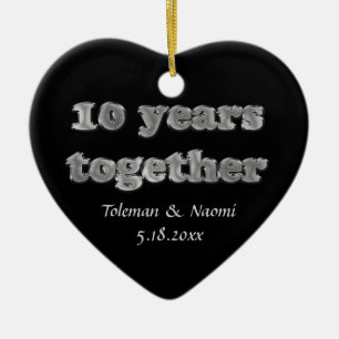 Modern 10th Wedding Anniversary 10 Years Ceramic Ornament