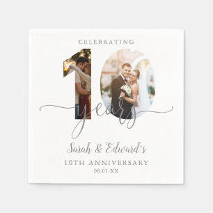 Modern 10th Wedding Anniversary 2 Photo Napkin