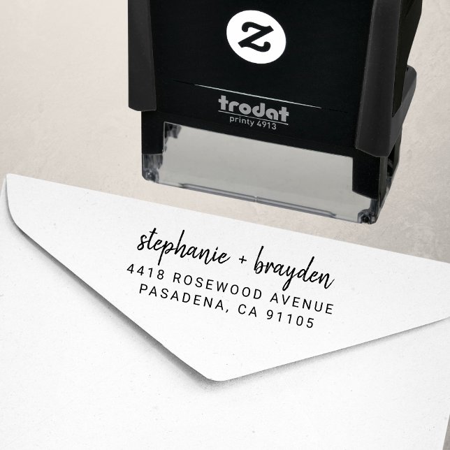 Modern 10th Wedding Anniversary Return Address Self-inking Stamp (Creator Uploaded)