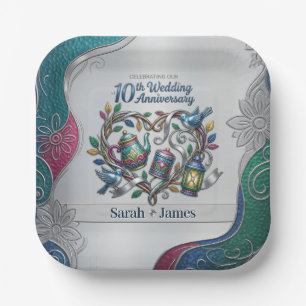 Modern 10th Wedding Anniversary We Still Do Party Paper Plate