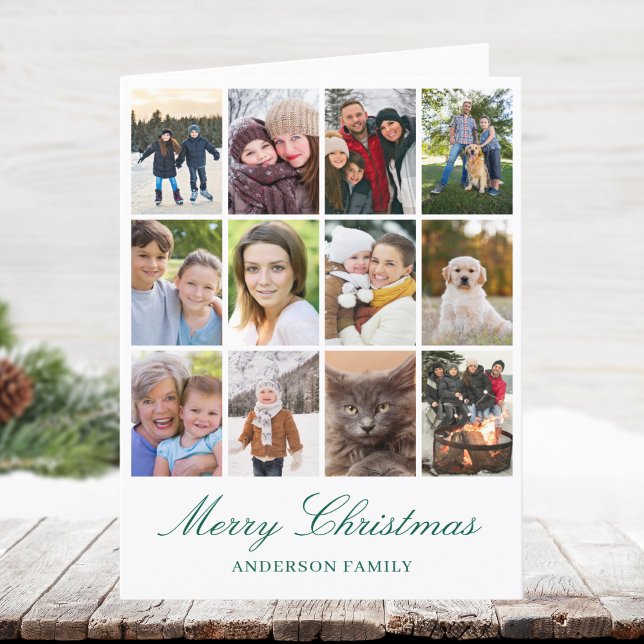 Modern 12 Photo Collage Christmas  Holiday Card (Creator Uploaded)