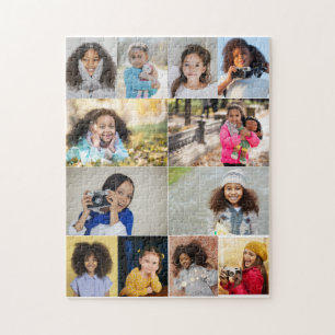 Modern 12 Photo Collage Gift Jigsaw Puzzle