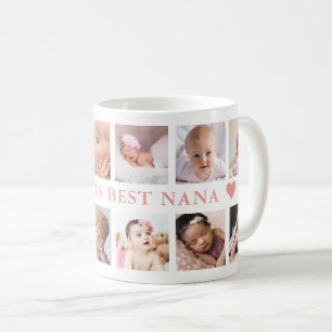 Modern 12 Photo Collage Pink World's Best Nana  Coffee Mug