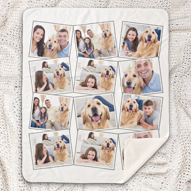 Modern 12 Photo Collage Sherpa Blanket (Creator Uploaded)