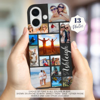 Modern 13 Photo Collage Script Name Custom Colour