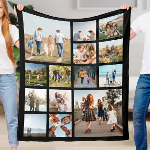 Modern 14 Photo Collage Fleece Blanket