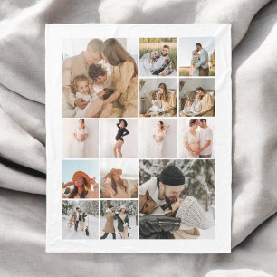 Modern 14 Photo Collage Fleece Blanket