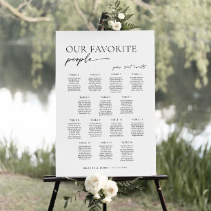 Modern 14 Tables Welcome Seating Chart