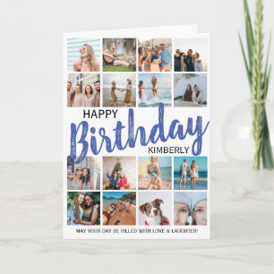 Modern 16 Photo   Any Age Happy Birthday Card