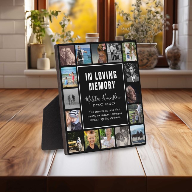 Modern 16 Photo Collage Memorial Keepsake Plaque (Creator Uploaded)