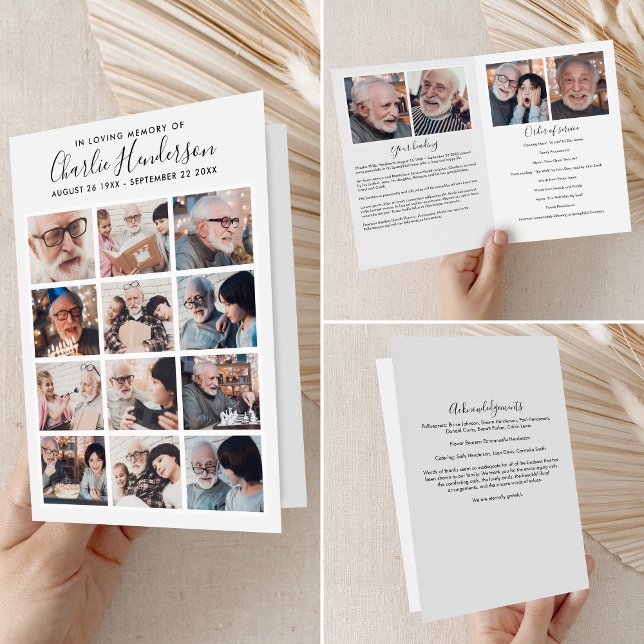 Modern 16-Photo Folded Funeral Program (Creator Uploaded)