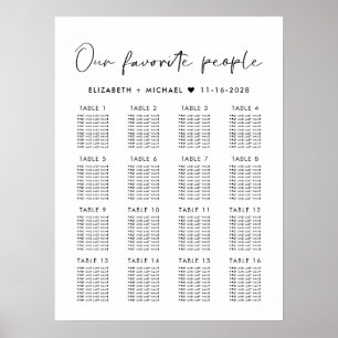 Modern 16 Table Wedding Seating Chart