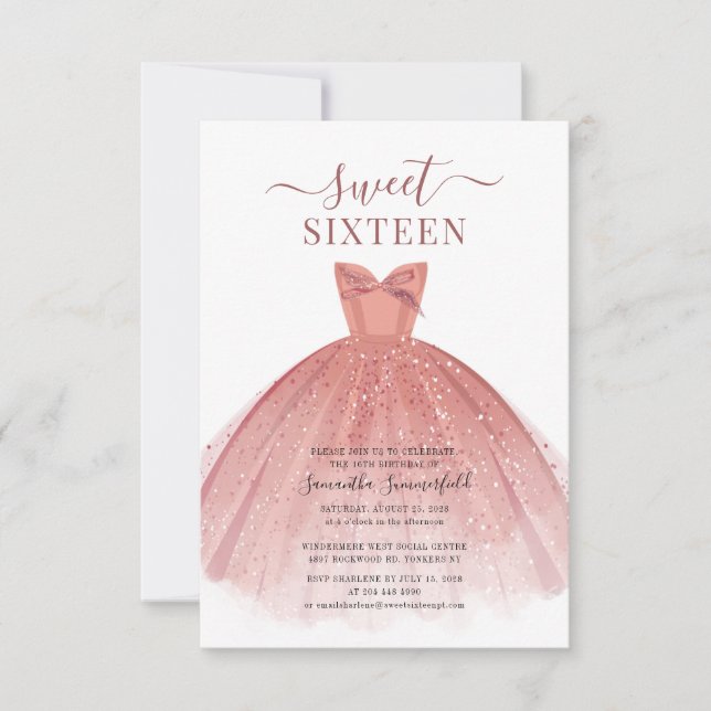 Modern 16th Birthday Party Invitation (Front)