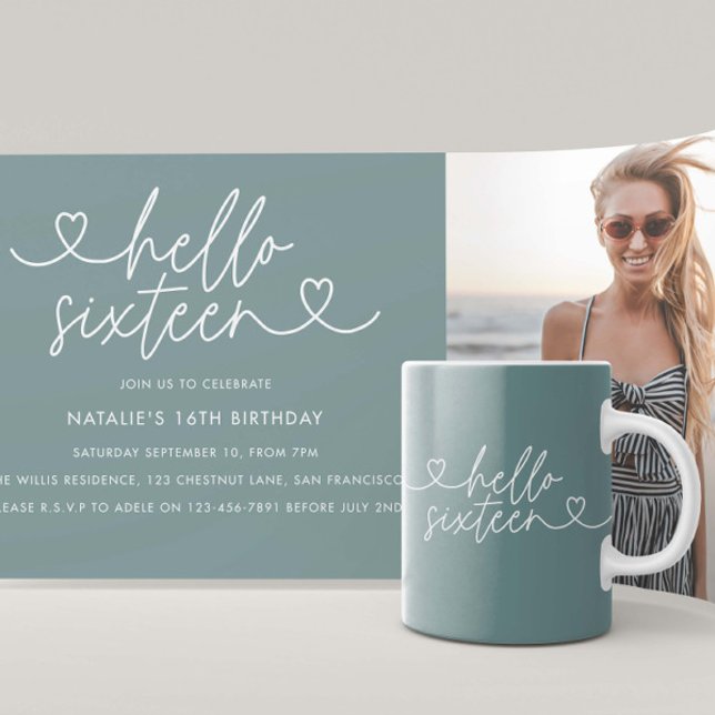 Modern 16th birthday simple stylish elegant script (Creator Uploaded)