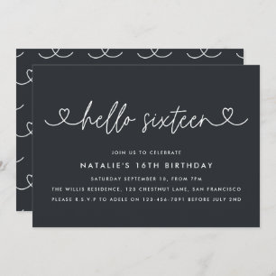 Modern 16th birthday simple stylish elegant script