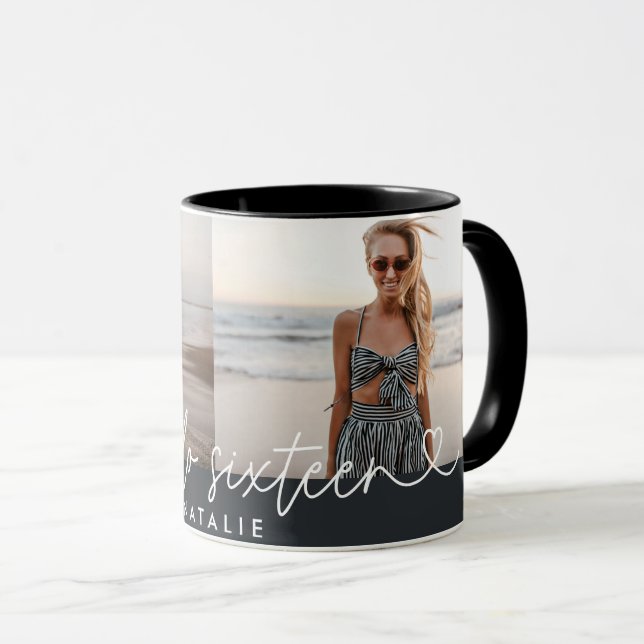 Modern 16th birthday simple stylish elegant script mug (Front Right)