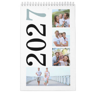 Modern 17 Family Photos Bold Typography 2027 Calendar
