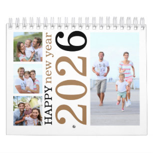 Modern 17 Family Photos Happy New Year 2026 Calendar