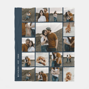 Modern 17 Photo Collage Editable Colour Fleece Blanket