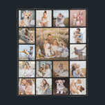 Modern 17 Photo Collage Fleece Blanket<br><div class="desc">Personalised gift fleecy blanket featuring with 17 photos of your choice and your text</div>